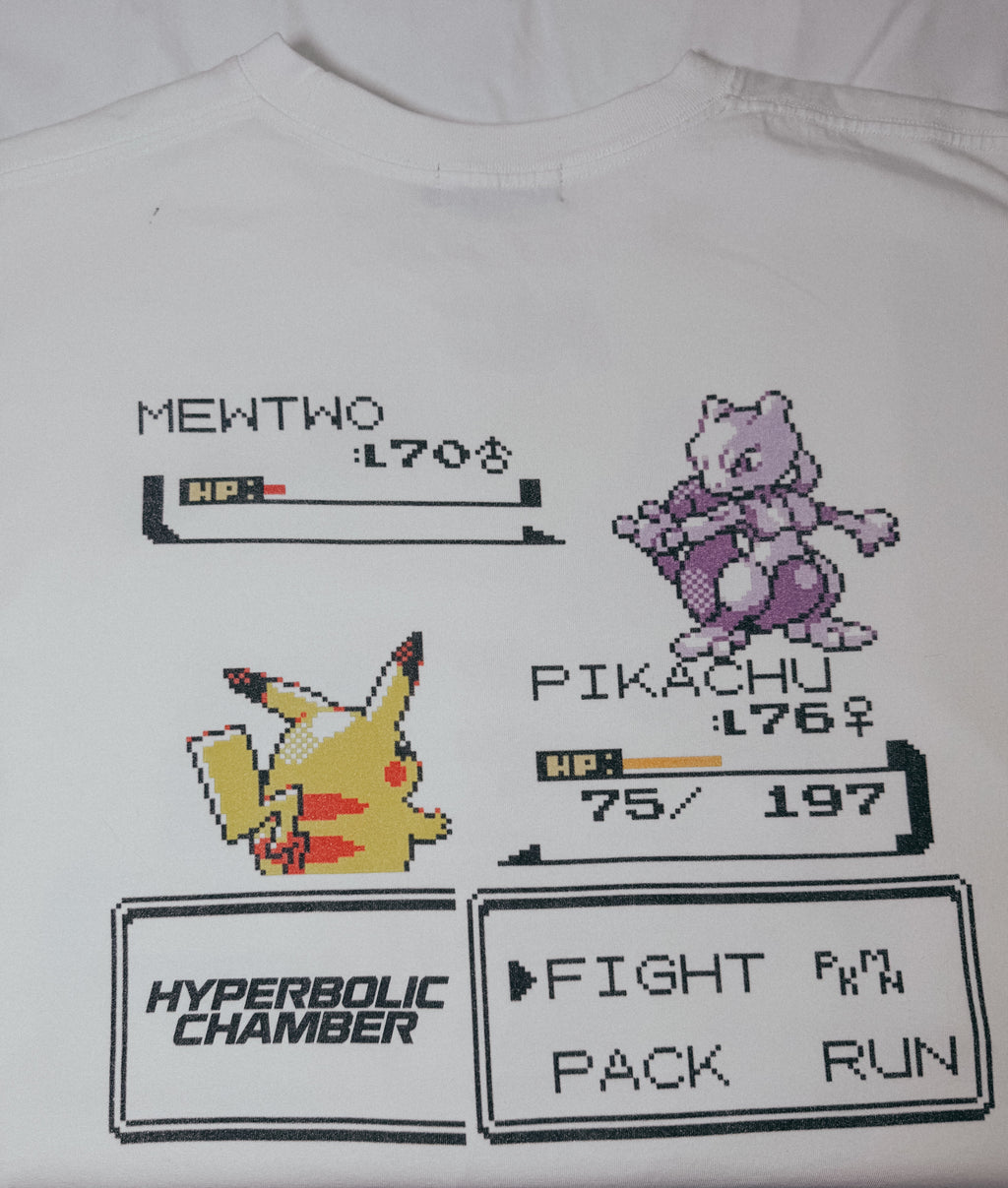 Pikachu vs Mewtwo pixel art oversized tee by Hyperbolic Chamber – view 2