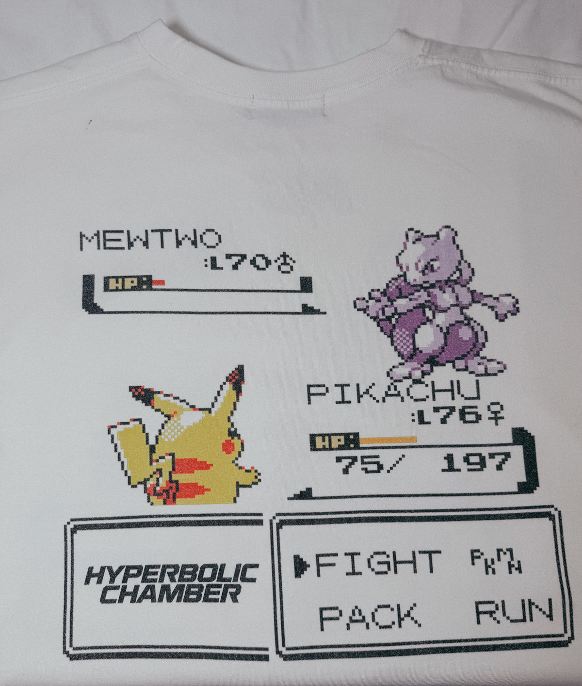 Pikachu vs Mewtwo pixel art oversized tee by Hyperbolic Chamber – view 2
